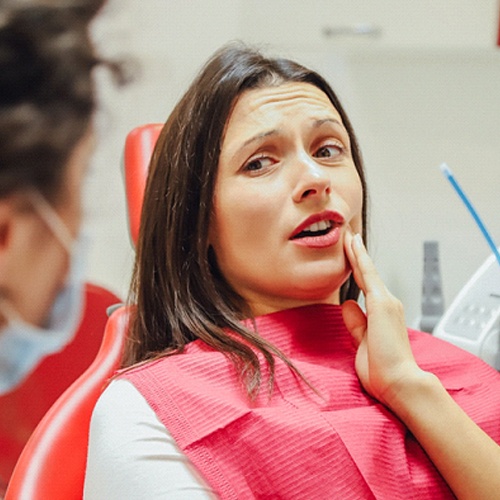 Woman with periodontal disease in North Dallas at her dentist