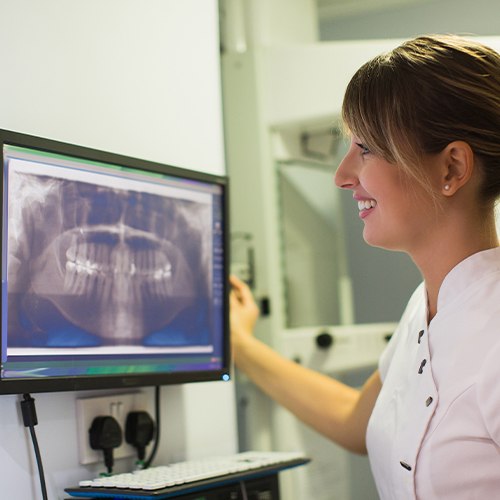 Digital dental x-rays on computer screen