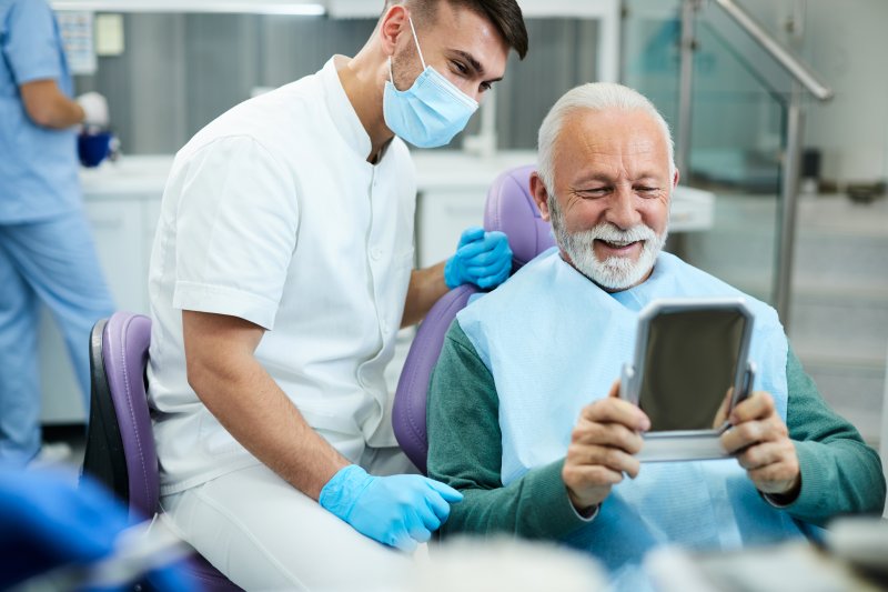 A dentist for seniors working with a patient