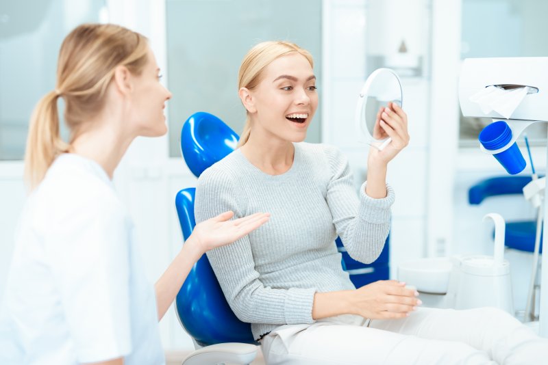 Close-up of woman receiving cosmetic dentistry